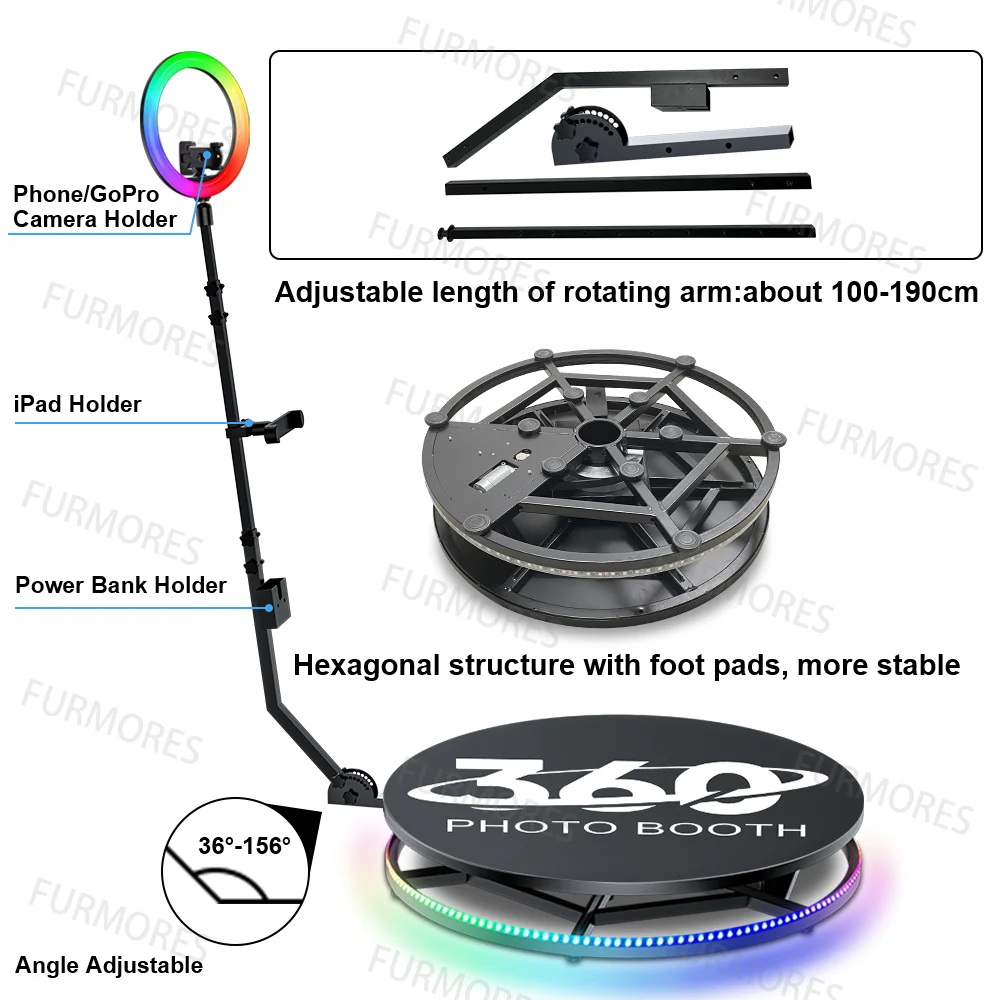 파티용 자동 360 사진 부스, 스피너 360 사진 부스, 100cm, 115cm