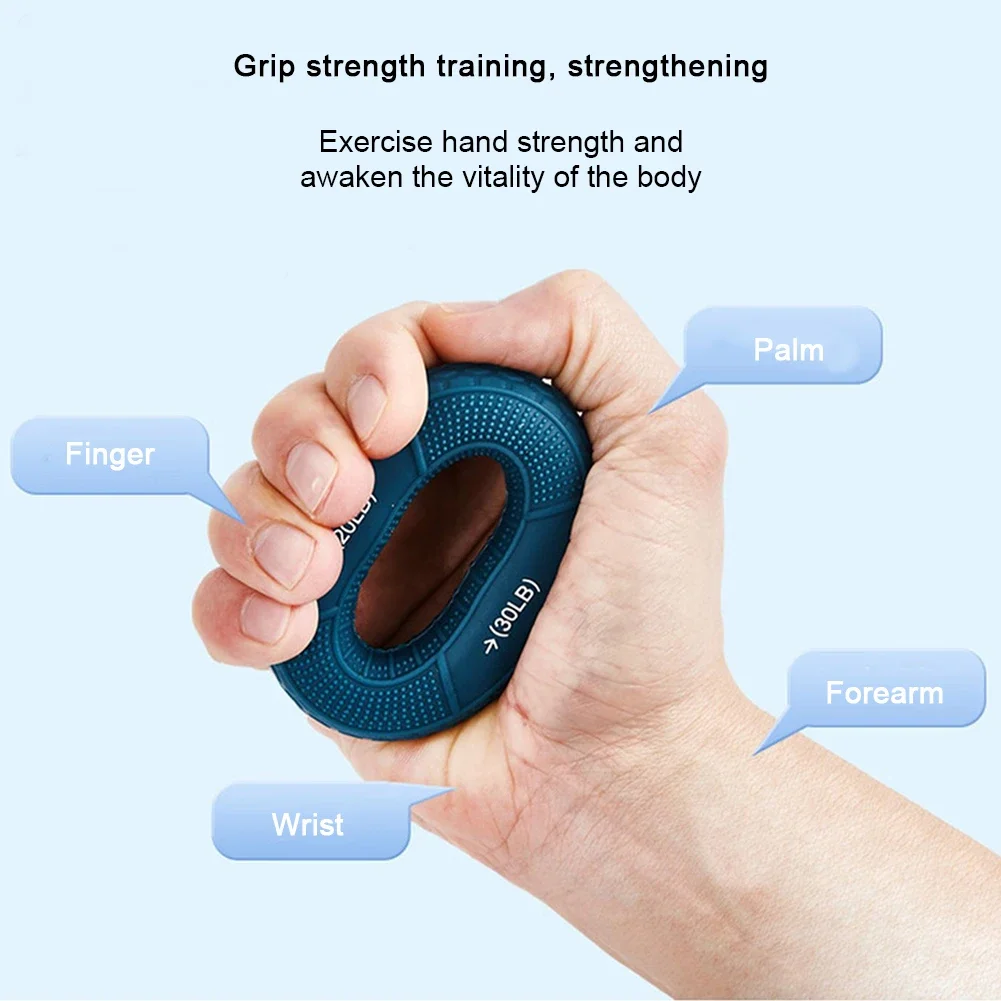1pC Hand Grip Strengthener Ring Adjustable Silicone Muscle Exerciser Rings Portable Working Out Equipment for Hand Strengthening