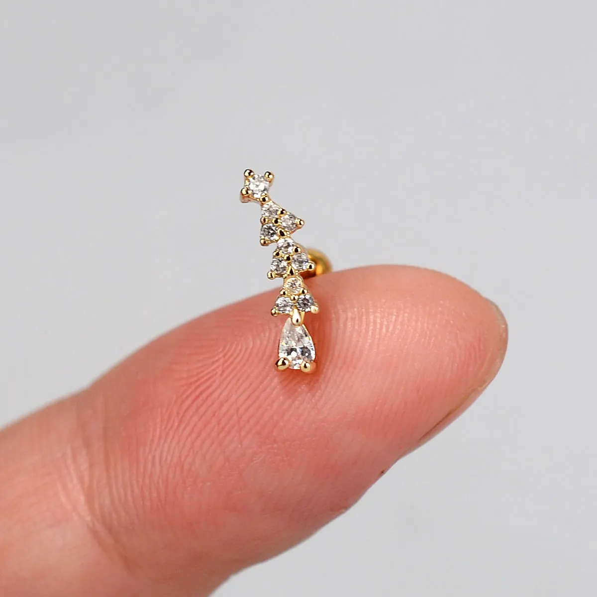 1PC Gold Farbe Blume Blatt Herz CZ Tragus Knorpel Helix Schraube Zurück Ohrring Kristall Stern Mond Piercing Stud für Frau Schmuck – Detail 29