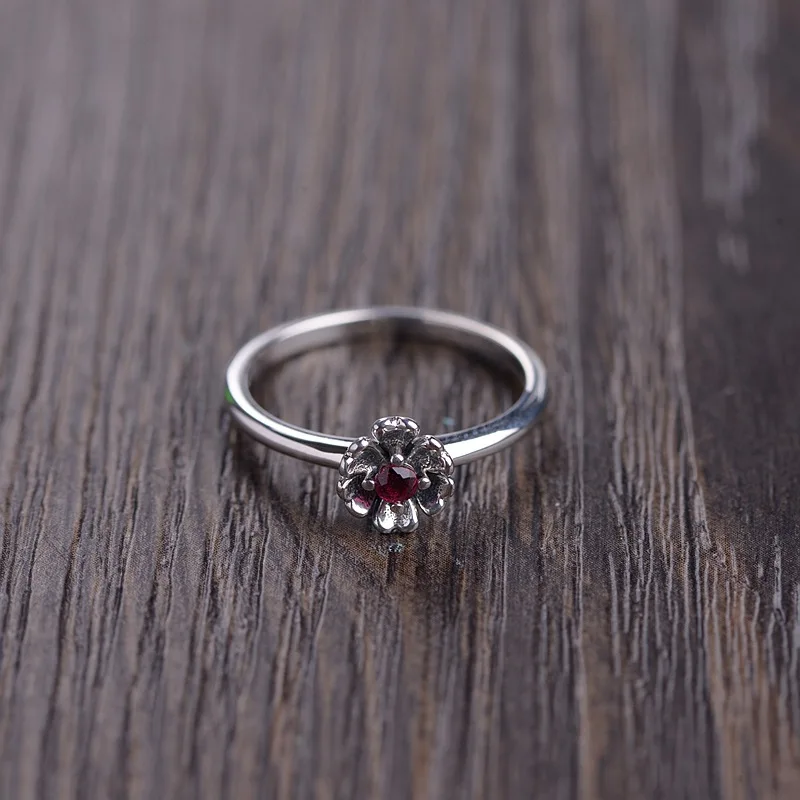 Echt Massief 925 Zilveren Ring Met Rode Granaat Facet Trouwringen Voor Vrouwen Natuursteen Verstelbare Fijne Sieraden Bague