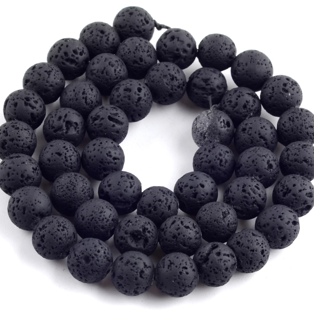 Natural-Stone-Beads-Black-Volcanic-Rock-Lava-Rubber-For-Jewelry-Making ...