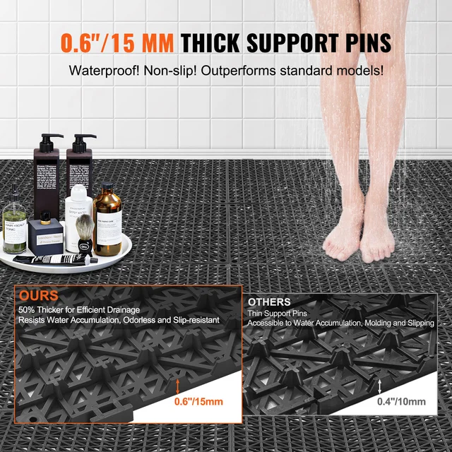 SucceBuy Interlocking Tile 12/50/55PCS 12"x12" Splicing Soft PVC Drainage Floor Tiles Non-Slip Drainage Holes