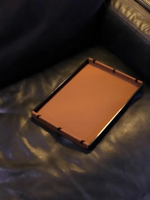 Light Luxury Rectangle Leather Storage Coffee Tray, Handmade Knot Aromatherapy Tray, Home Decoration, Living Room Table Decor 3