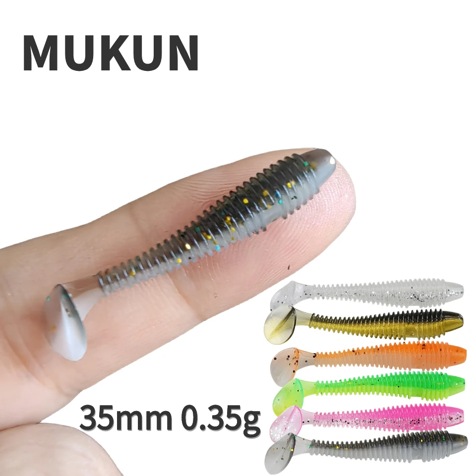 

MUKUN 10PCS Mini Soft Fishing Lure 0.35g/3.5cm Small Ttail Worm Bait Wobbler Isca Pesca Carp Artificial Bait Fishing Tackle