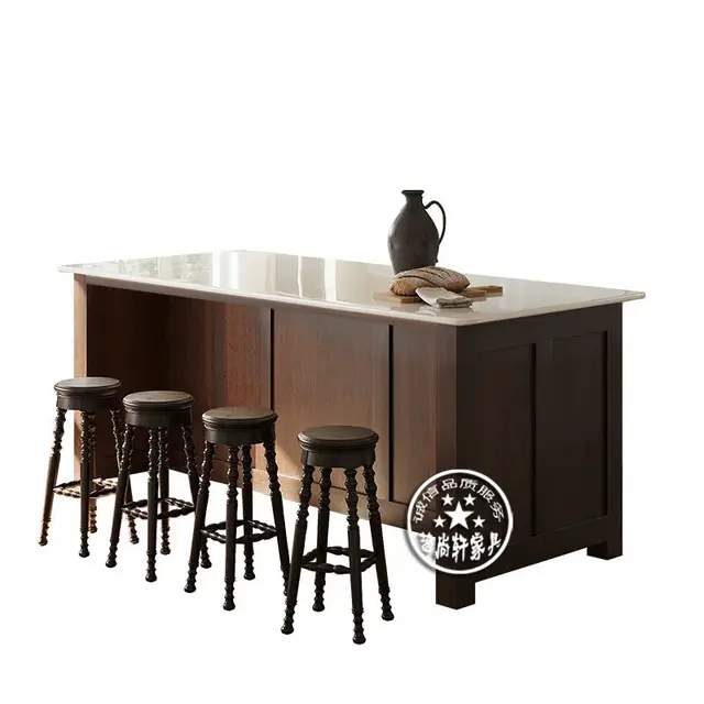 โต๊ะอาหารไม้เนื้อแข็งแบบเกาะกลางสไตล์วบิซาดี้ พร้อมเคาน์เตอร์ครัวแบบเปิดในตัวสำหรับทำอาหาร อบขนม และใช้เป็นบาร์ในบ้าน 5