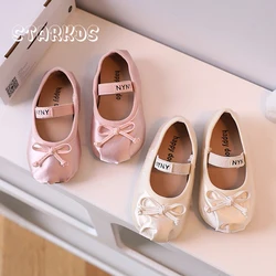 Luxury Satin Silk Ballet Shoes Baby Girls Round Toe Bowtie Elastic Band Ballerina Flats Toddler Kids Brand Design Soft  Loafers