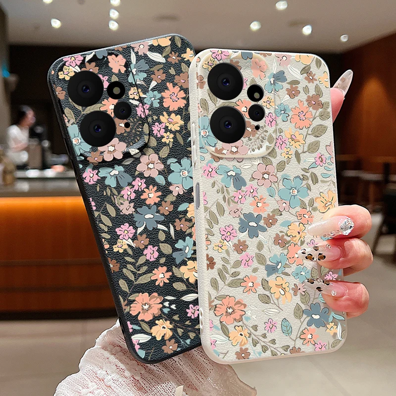 Floral Leather Texture TPU Soft Phone Case
