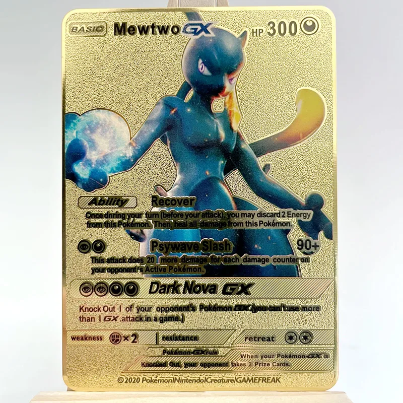 Generic Carte Pokémon Gold Mewtwo GX - Carte Métal Gold Edition