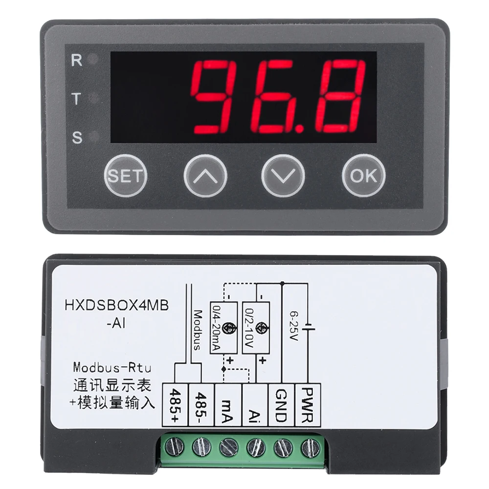 

Digital Display Meter 0-10V 0-20mA 2-10V 4-20mA Analog Signal Input 8-25V Indicator Process Panel Meter Relay Out RS485 Port