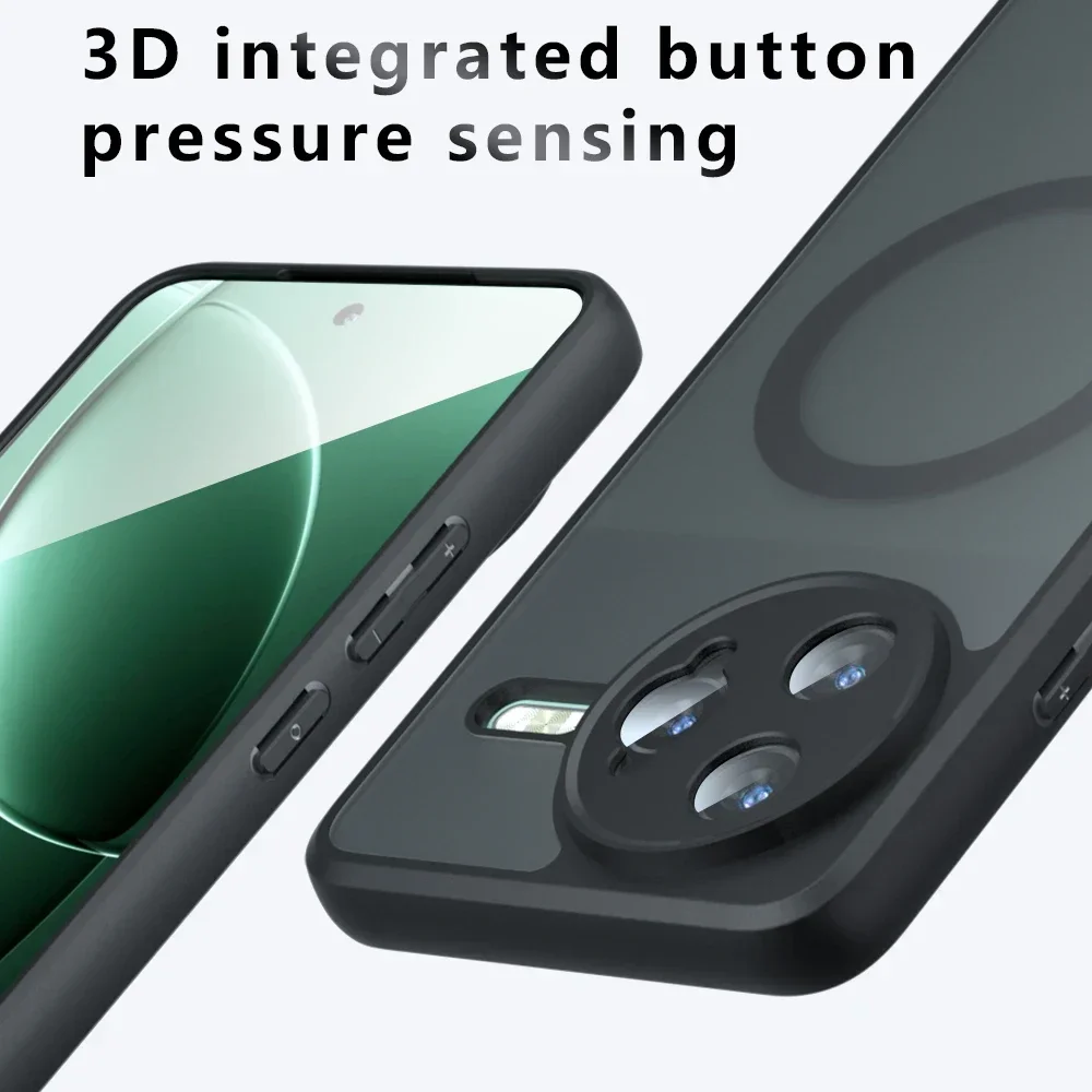 Shockproof Magnetic Matte Translucent Back Case with Skin Feel TPU Frame
