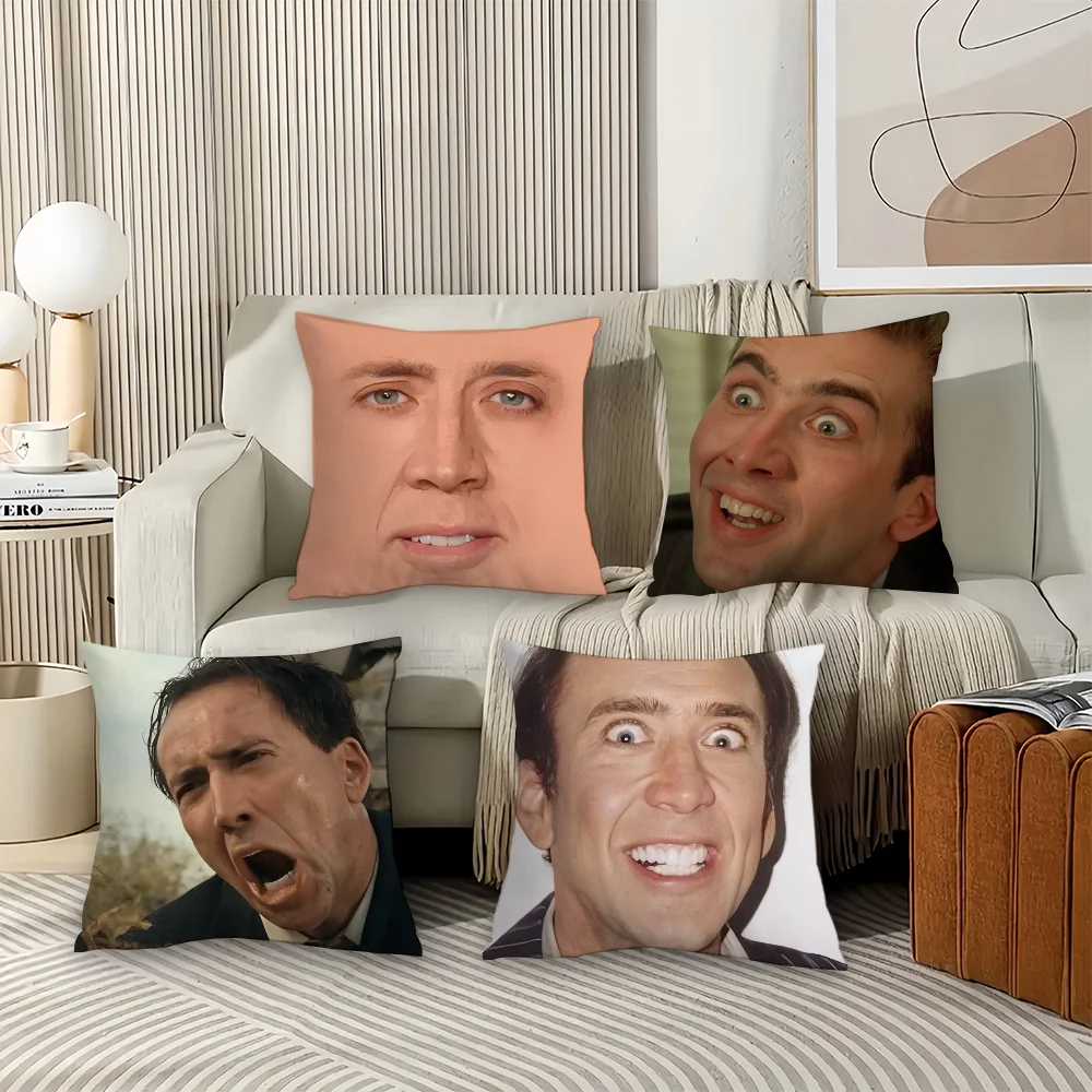 배우 뉴 팝 N-Nicolas C-Cage 재미있는 베개 케이스 사무실 쿠션 소파 자동차 침실 장식 쿠션 커버에 적합