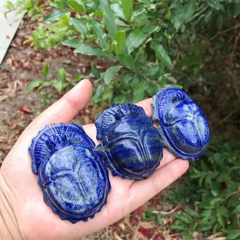 Natural Lapis Lazuli Beetle Crystal Carving Healing Crafts Animal Statue Home Room Decoration Ornaments 1pcs 5