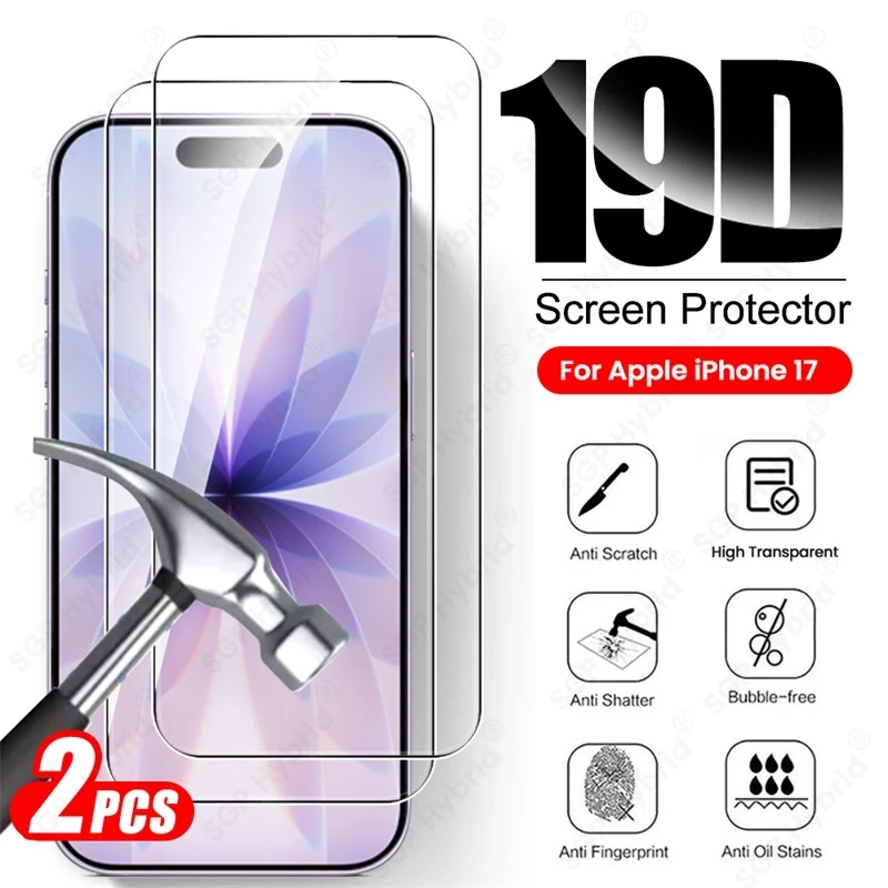 i17 Case 2Pcs 19D Tempered Glass Full Cover Screen Protector For iPhone 17e 17 iPhone17 Pro Max ProMax iHone Air 17Pro 17ProMax