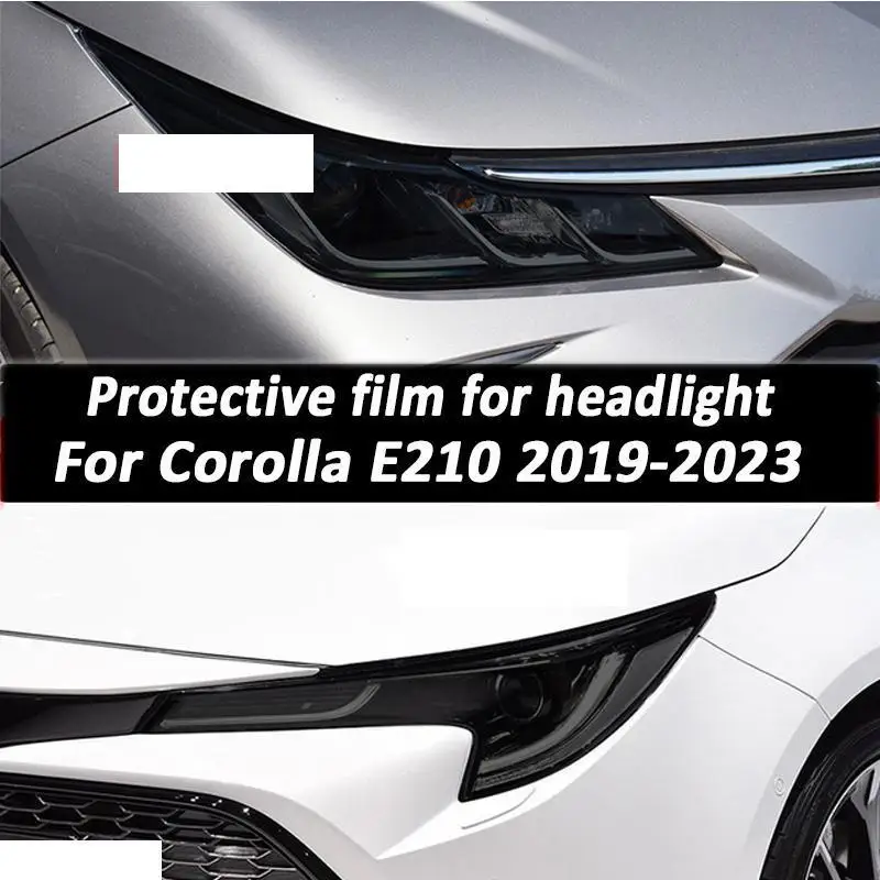 

2 Pcs For Corolla E210 2019-2023 Car Headlight Tint Black Protective Film Protection Transparent TPU Sticker Accessories