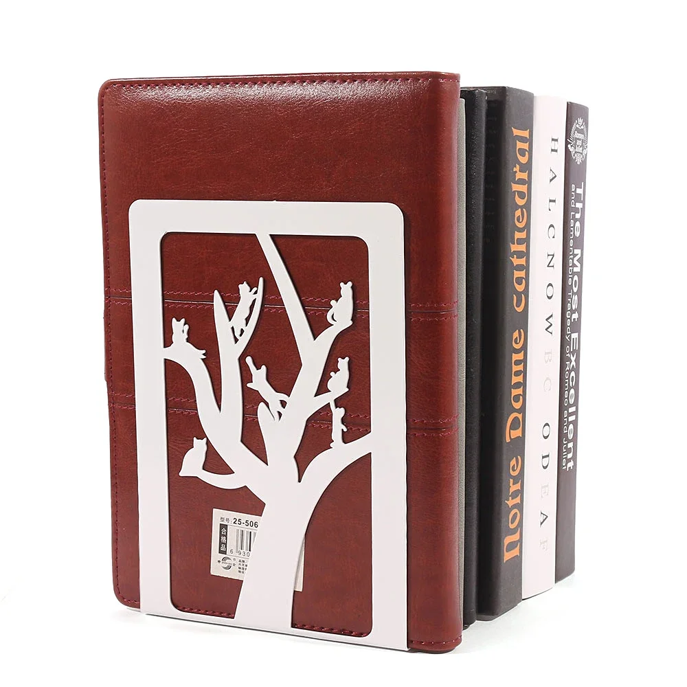 Cute Animal Metal Branch Bookends Exquisite Hollow Personality Cute Book Holder Stationery Decoration for Schoolroom Office