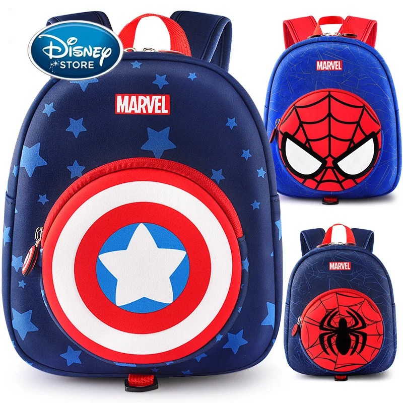 

Disney Brand Anti-Lost Baby Backpack Cartoon Superhero Captain America Spider-Man Kindergarten School Bag 1-3 Years Old Backpack