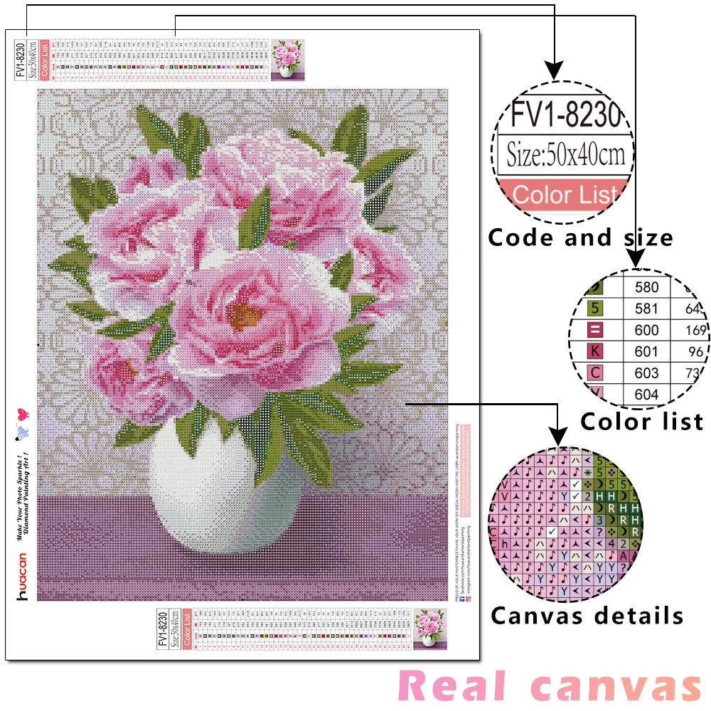 HUACAN Diamond Painting Peony Full Square/Round Drill Diamond Embroidery Flower Cross Stitch 5D DIY Mosaic Sale Wall Art