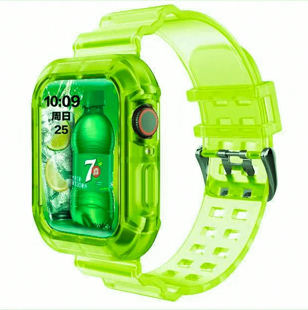 silicone Strap for Apple Watch Band 45MM 41 42 mm 40 44 38mm Transparent Correa Sport loop wrist for Iwatch Series 7 6 se 5 4 3 bright green