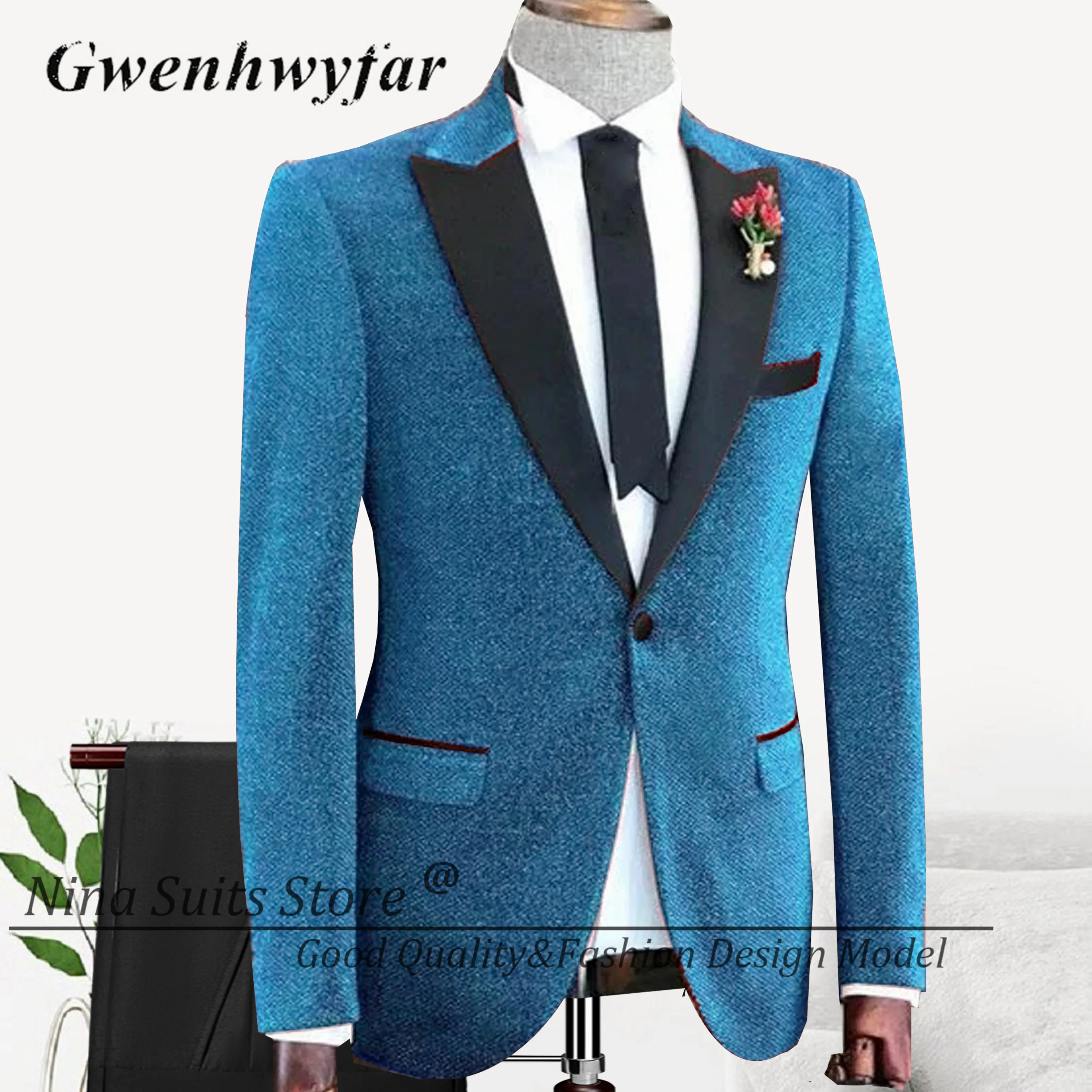 Nina Store Dark Green Glitter Blazer Suits Shiny Peak Lapel Groom Wedding Tuxedos Party Costume Best Men 2 Piece Set