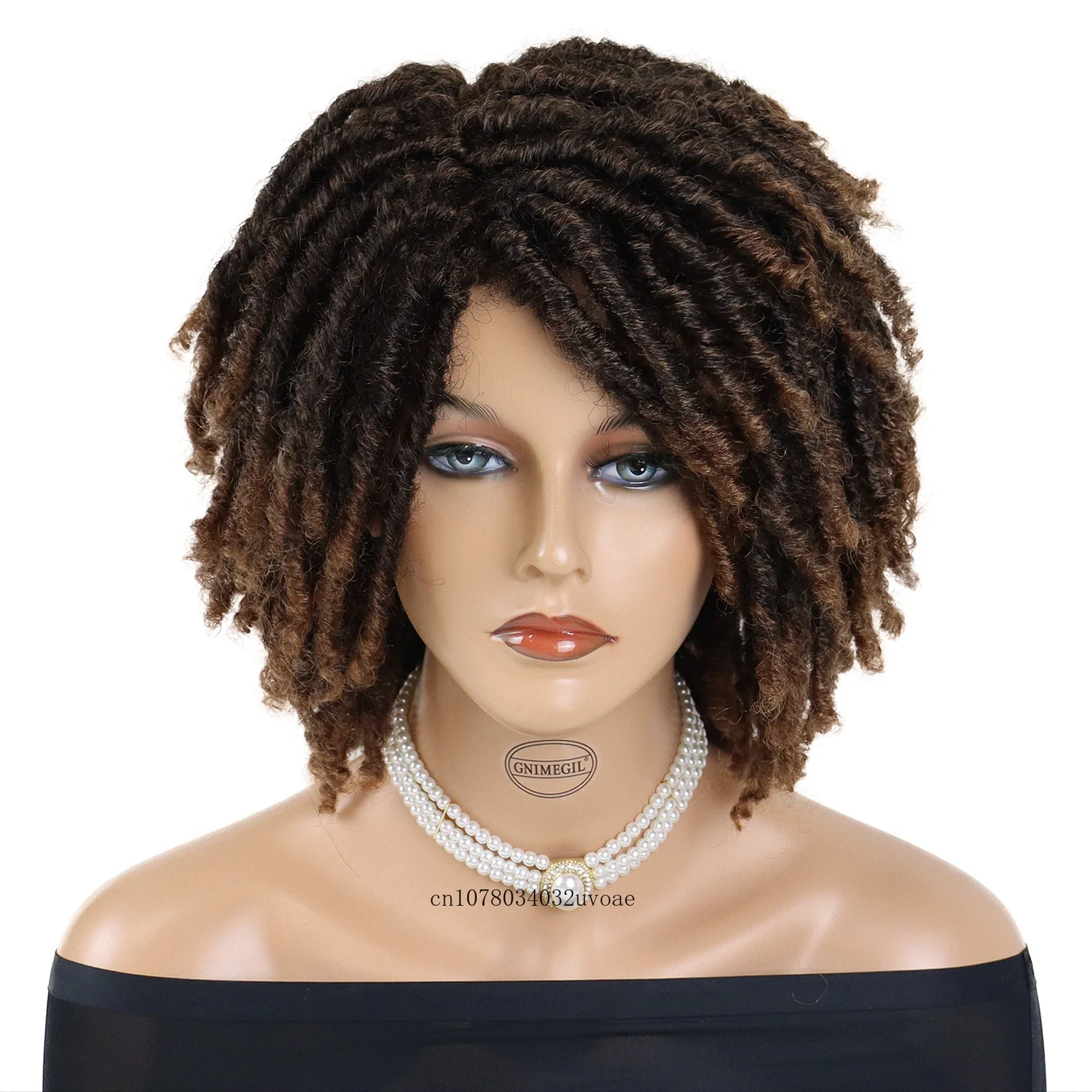 Synthetic Hair 16 Inch Dreadlock Wig Pre Looped Braiding Hair Wig Twist Braiding Afro Curly Braided for Women Colly Costume