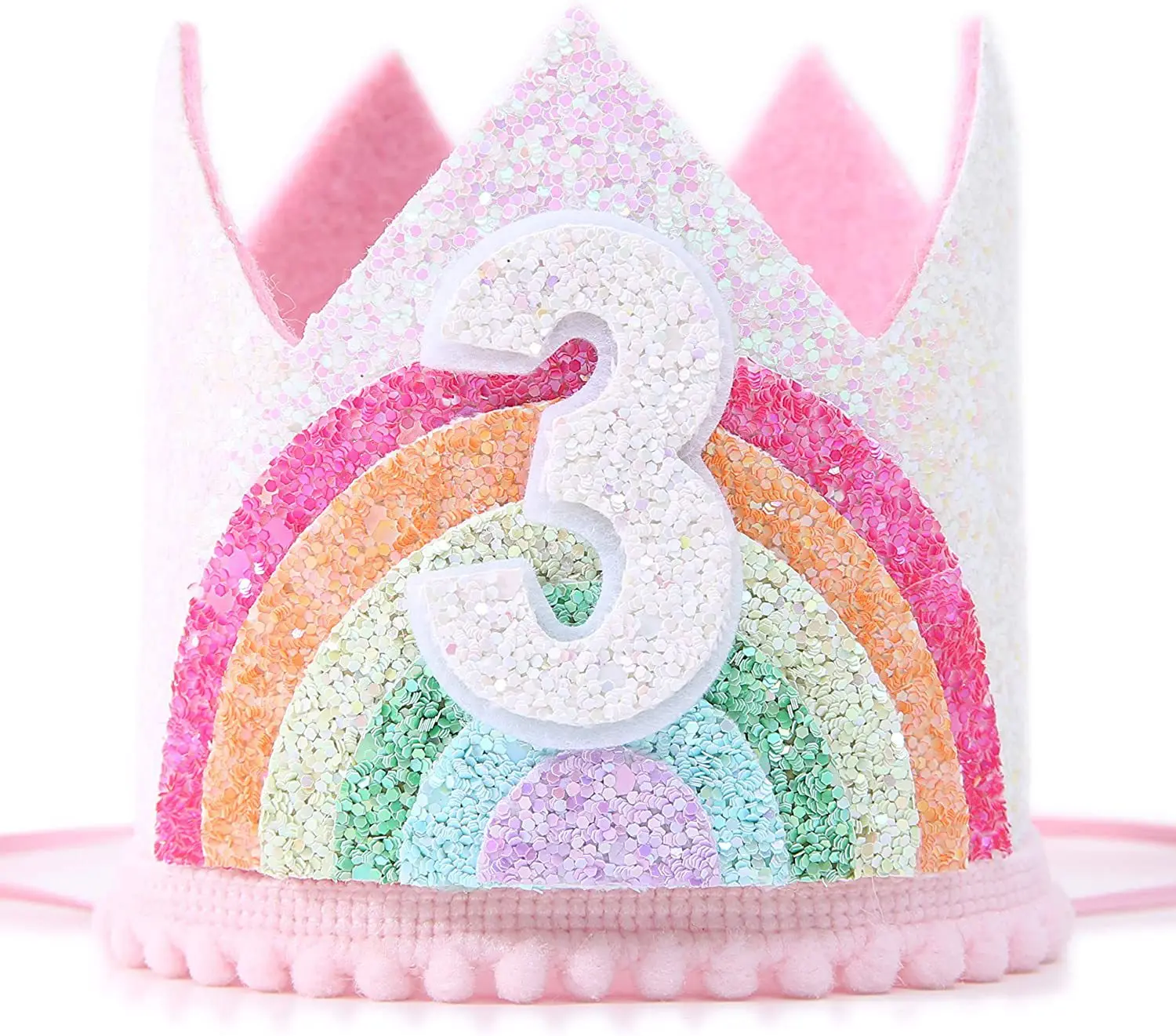 Description Picture 4 of itemFelt Rainbow Princess Girl Birthday Crown 1st 2nd 3rd Happy Birthday Party Decor Kid Girl Rainbow Unicorn Birthday Hat Babyshoer