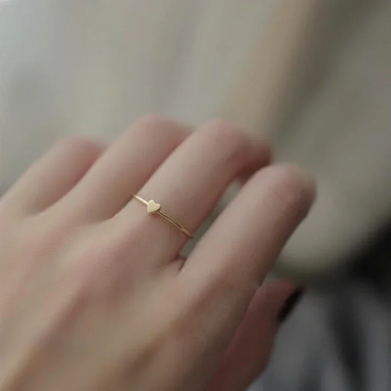 

Female Small Heart Adjustable Rings Fashion 925 Sterling Silver Thin Love Engagement Wedding Party Ring Women Girls Fine Jewelry