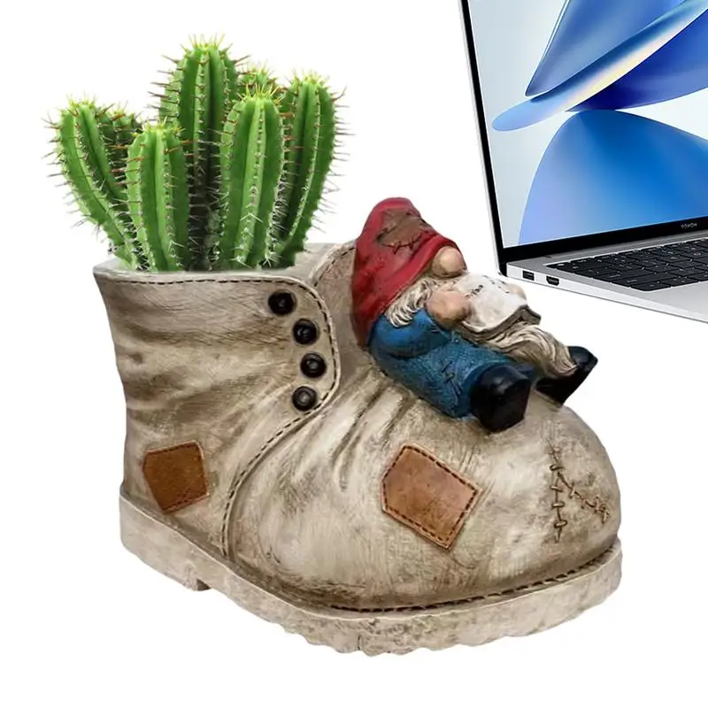 

Plant Pot Cowboy Boot Boot Flower Pot For Succulents Vintage Boots Planting Container With Draining Hole Resin Gnomes Garden