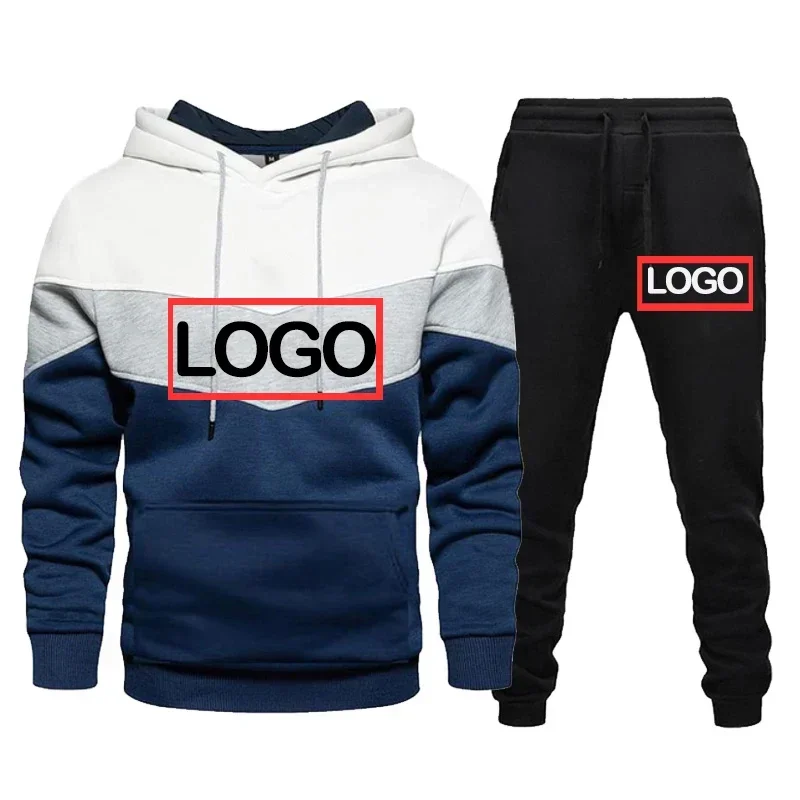 

Mens Personal Customization Tracksuits Hoodies and Pants 2 Pcs Set DIY Yourself Jogging Suits Casual Loose Sportwear