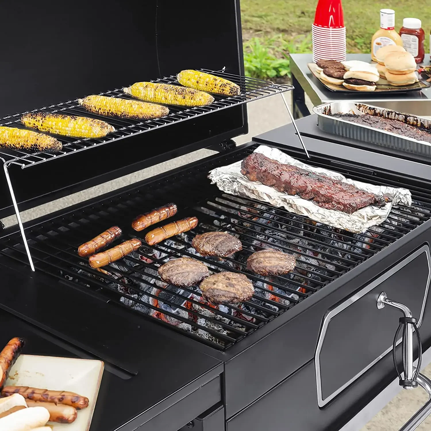 Trolley Commercial Turkey Brazilian Cyprus bbq Barbecue Charcoal Grill Smoker With Side Table