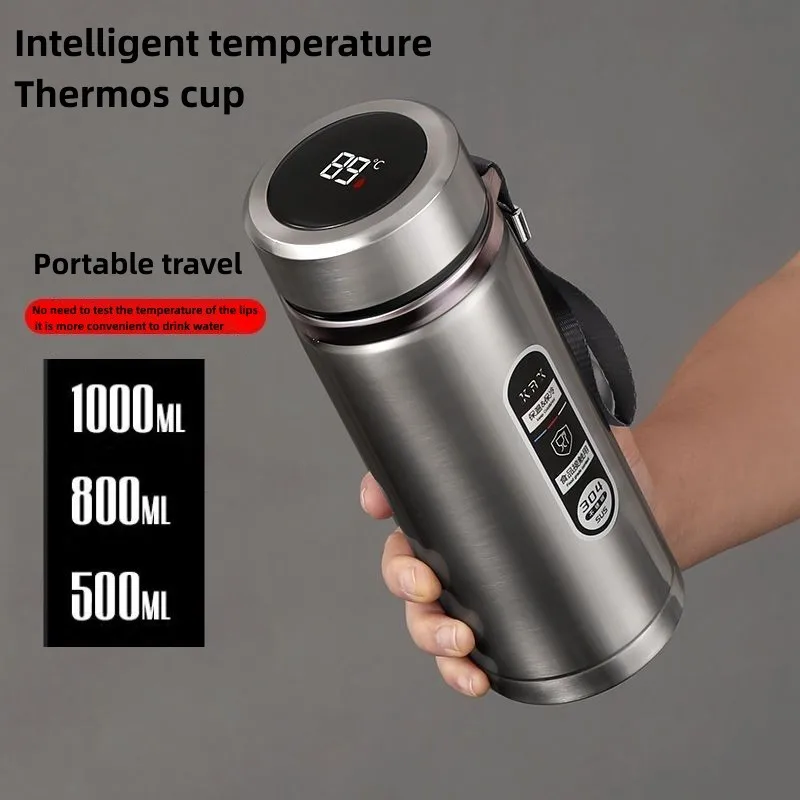 Bottiglia Termica In Acciaio Inossidabile Da 500Ml-1 Litro Con Display A Led Della Temperatura Sus304 Bottiglia D'Acqua Da Tè Boccetta Sottovuoto Tazz