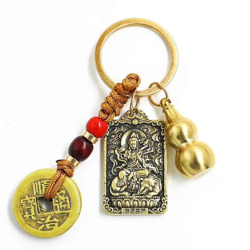 Chinese Zodiac Patronus Buddha Hanging Square Solid Brass