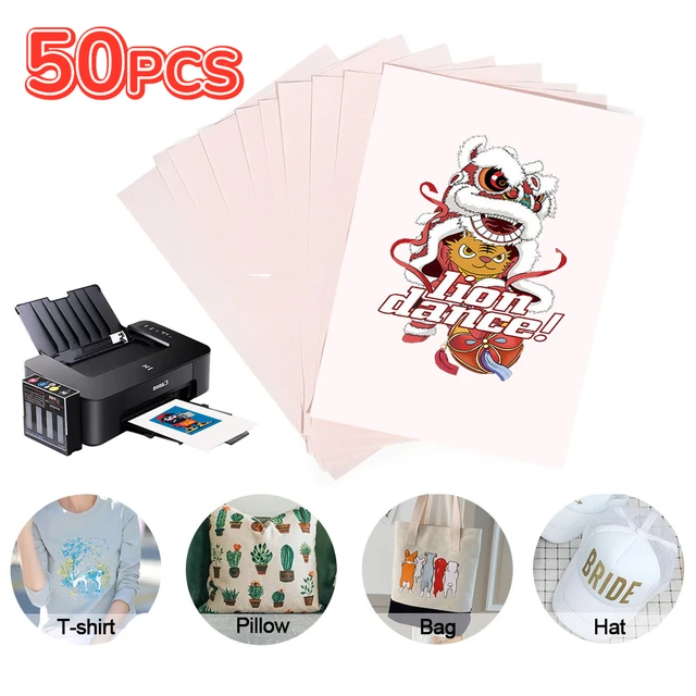 100 sheets A3 A4 size light inkjet heat transfer paper for inkjet printer  cotton t-shirt fabric printing - AliExpress