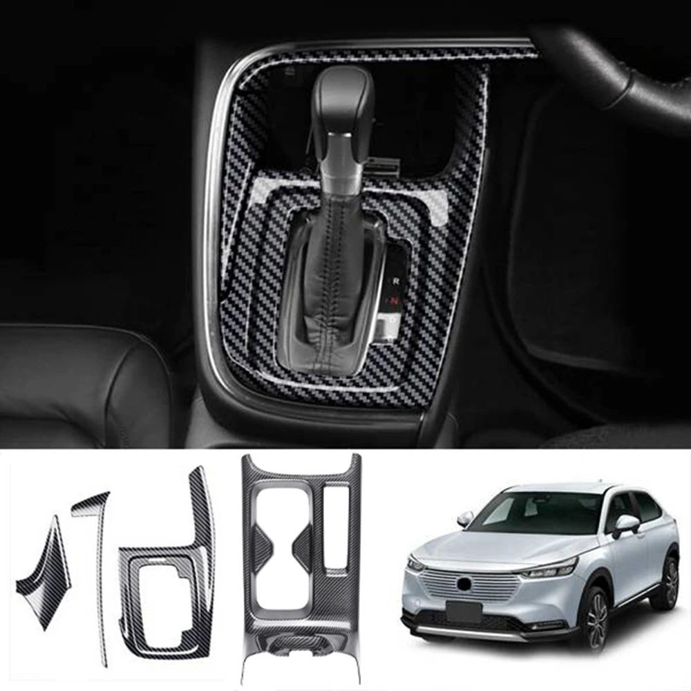 

Car Center Console Cup Holder Gear Panel Decoration Cover Trim Stickers for Honda HR-V Vezel 2021 2022 Carbon Fiber RHD