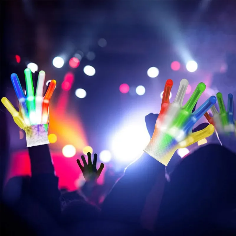 

2PCS Party LED Gloves Neon Guantes Glowing Halloween Light Props Luminous Flashing Skull Gloves Stage Costume Supplies