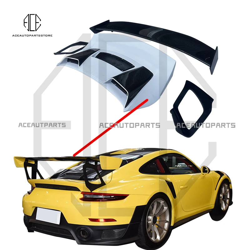 Kit Alla Moda Per Porsche 911 991 Aggiornamento Gt2Rs Body Kit Cofano Posteriore Spoiler Ala Posteriore