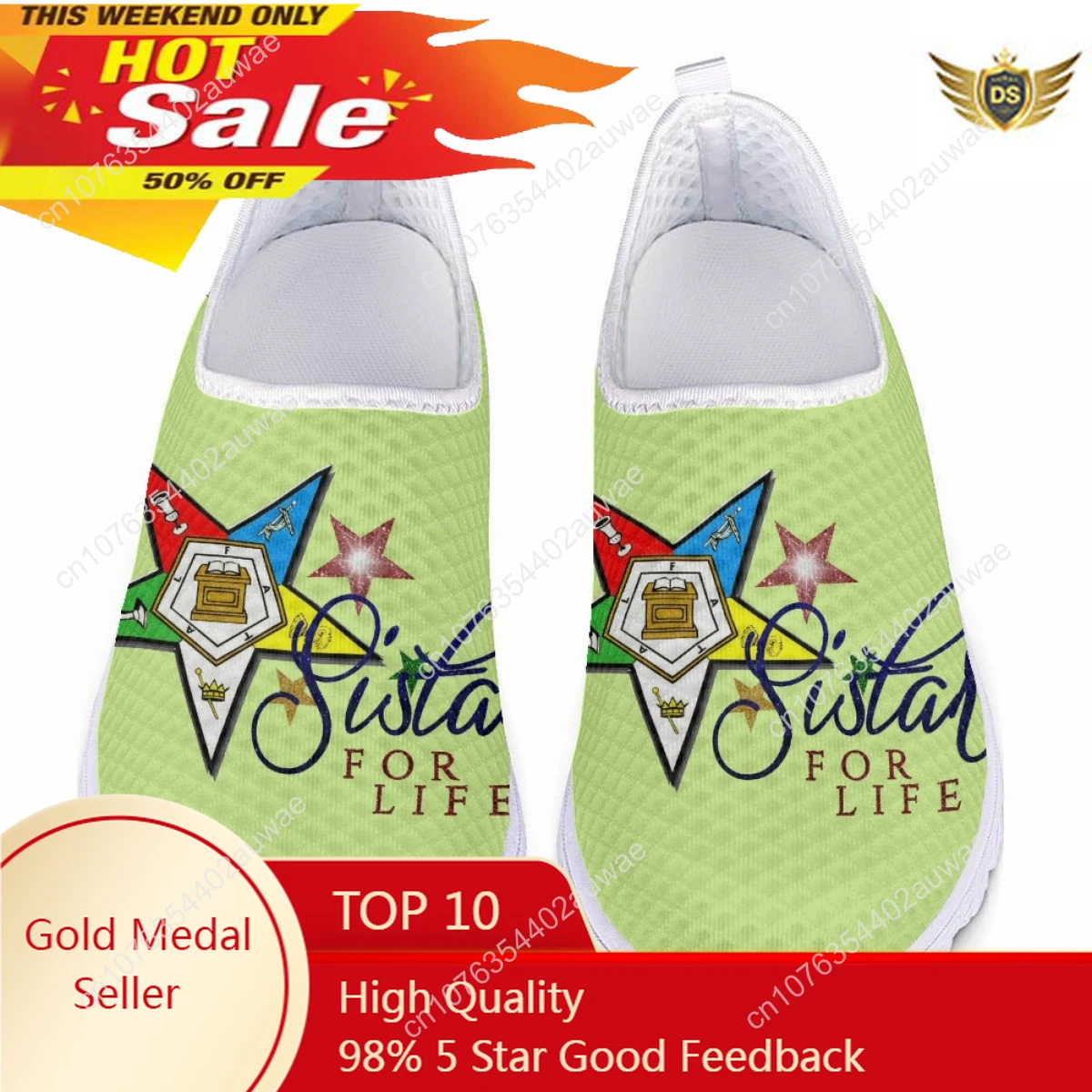 OES Women's Summer Casual Shoes New Order Of The Eastern Star Sisterhood Custom Flat Sneakers Breathable Mesh Shoes