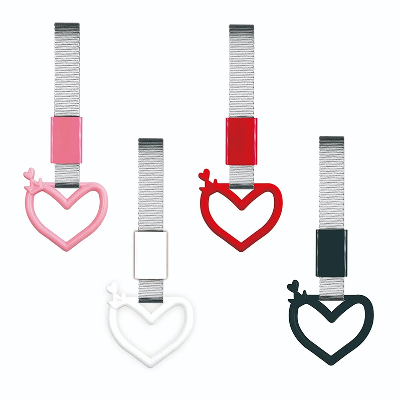 Colorful Car Tow Strap Tsurikawa Ring Heart JDM Train Bus Handle Hand Strap Styling Drift Charm Auto Accessories