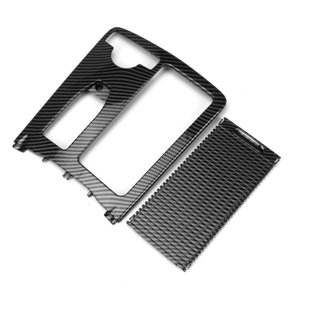 Carbon Fiber Central Console Drink Cup Holder Cover Shutter Outer Frame Cover For Mercedes Benz W204 C180 C200 W207 W212 E300 images - 6