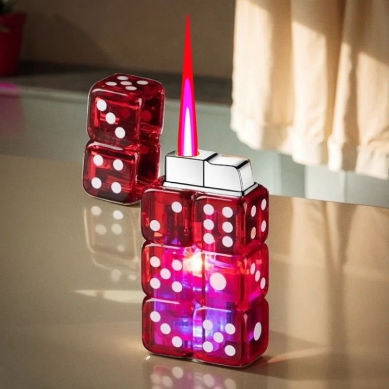 Kerosene Lighter Bbq Lighter Butane Gas Lighter Cigarette Lighter Electric Arc Igniter Creative Dice Lighter Pink Fire Jet Lighter Electronic Igniter Butane Torch Windproof Ignition Gadgets Interesting Gifts