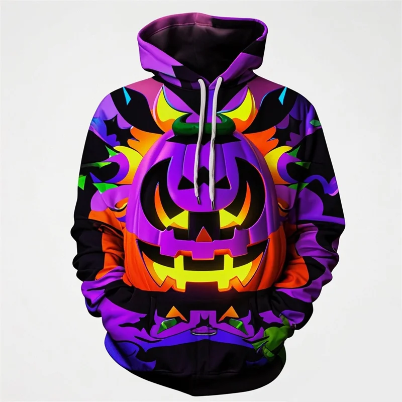 thumbnail image 1 of Sudadera con capucha con estampado de calabaza de moda de Halloween para hombre, divertida sudadera informal de manga larga con estampado 3D, jersey de gran tamaño con capucha, 1 of 5