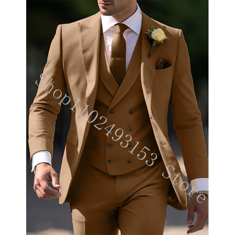 Tailor-Made Men Groom Wedding Party Tuxedos Blazer 3 Pieces Male Suits Slim Fit Formal Jacket+Vest+Pants Trajes De Hombre