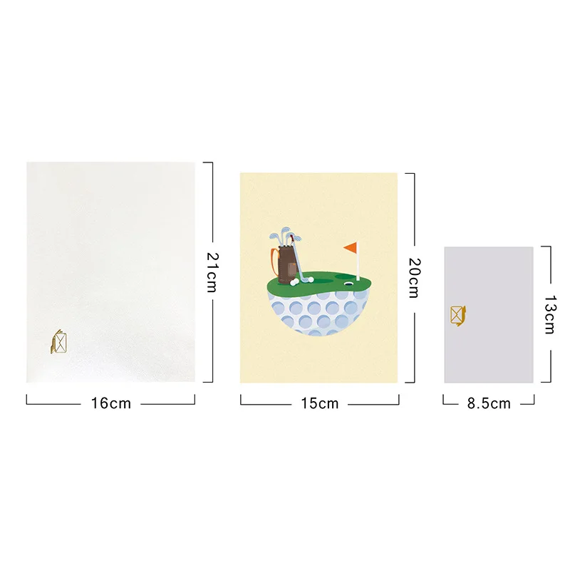 Pop up creative 3D greeting card sports cards golf handmade gift paper carving gifts thank you cards for business