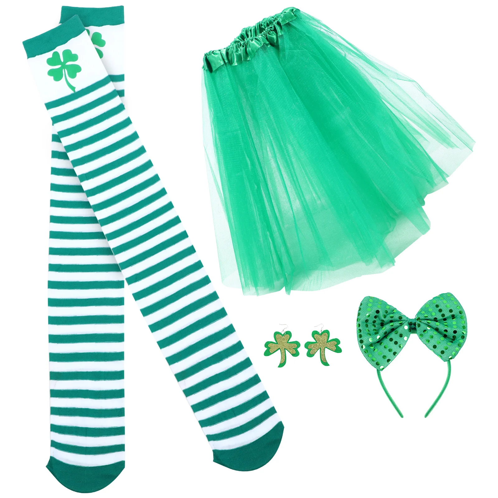 

Party Suit St Patrick's Day Stocking Favor Costume Earrings Shamrock Clothing Accessories Hairband Outfits