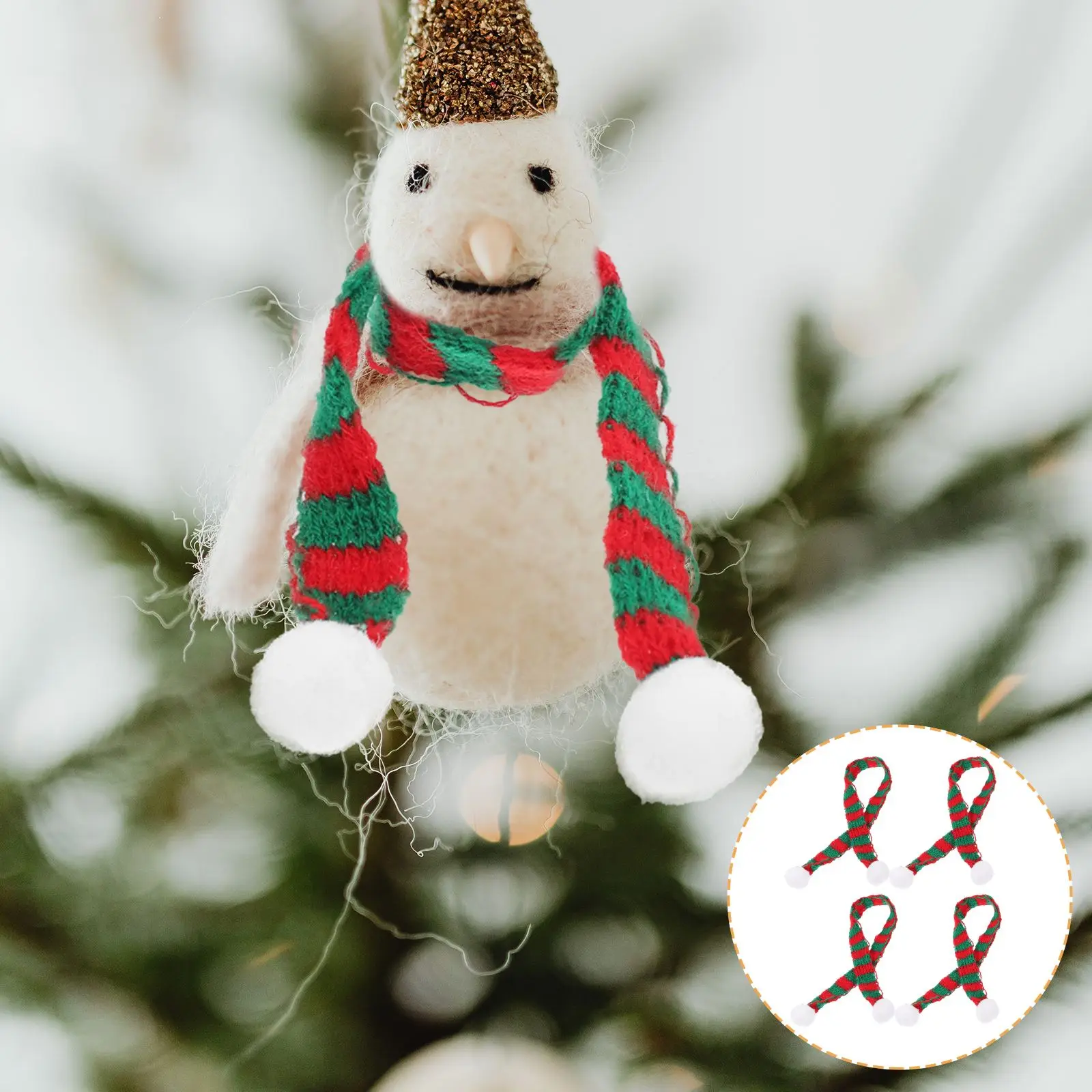 5/10pcs Christmas Mini Scarf DIY Hairball Knitted Scarf Wine Bottle Xmas Snowman Decor Neckerchief Party Festival Adornment