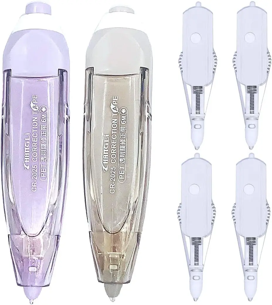 Retractable Correction Tape White Out Refillable Tape Applicator with 8 Replacement Whiteout School Office Supplies