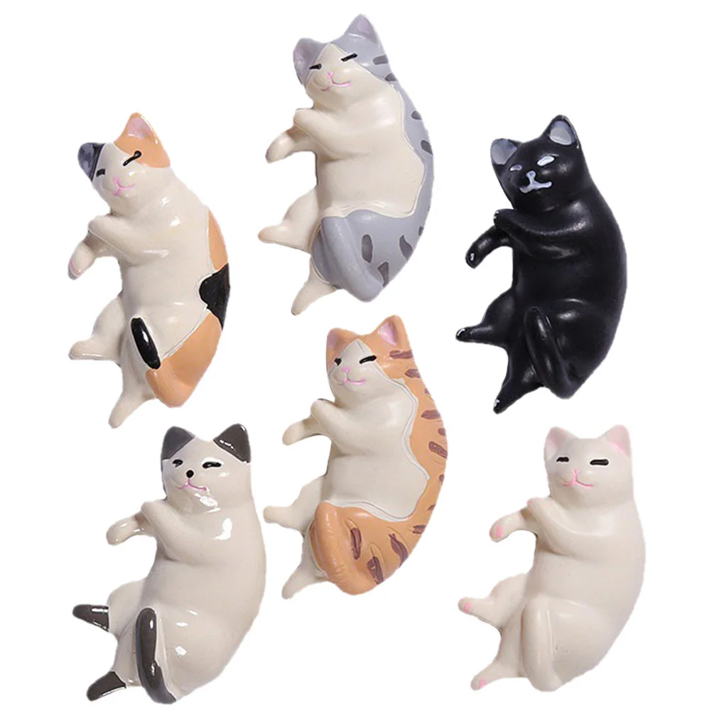 

6 Pcs Simulated Resin Cat Ornaments Miniature Animal Figurines Statue Small Animals Cats for Garden Tiny