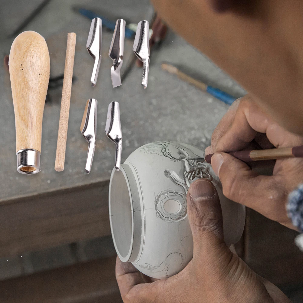 Wood Carving Blades Cutting Knife Wood Carving Knives Carving Tool 7 in 1 Engraving Knives Set DIY Portable Woodcut Knife Scalpel Pen Cutter Kit for Beginners
