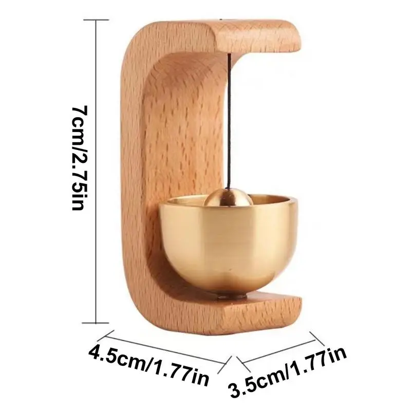 Timbre de puerta magnético con adhesivo de doble cara, campana de puerta fuerte decorativa de madera, interior, latón rústico para regalo de inauguración de la casa