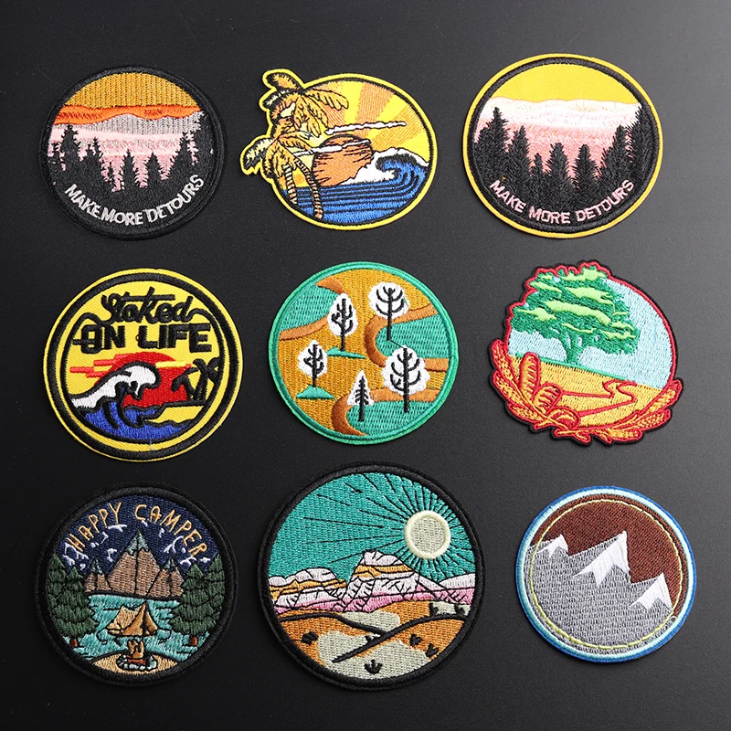 Iron On Patch Adventure Patch - Camping & Hiking Embroidered Iron-On Badge, 2.25 Inches, Nature Theme Hat Patches