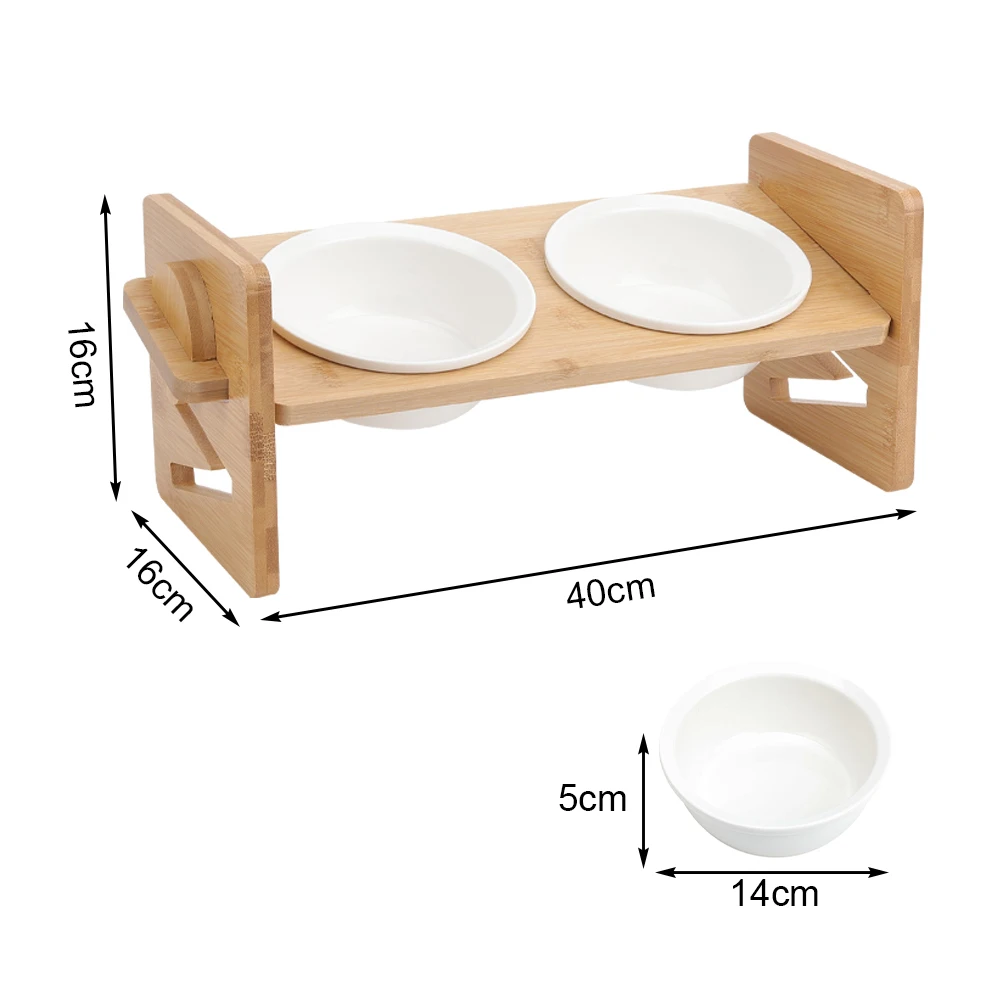 Tieker Bamboo Base Pet Feeder Ceramic Pet Bowl for Small Pets Elevated Feeding Bowl Cat and Dog Supplies: 3 - 5 Days Free Delivery Only UK